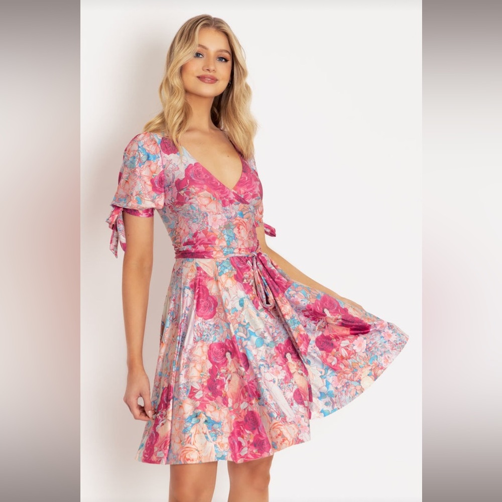 Flower Fairies Wrap Longline Dress, Blackmilk Size Small